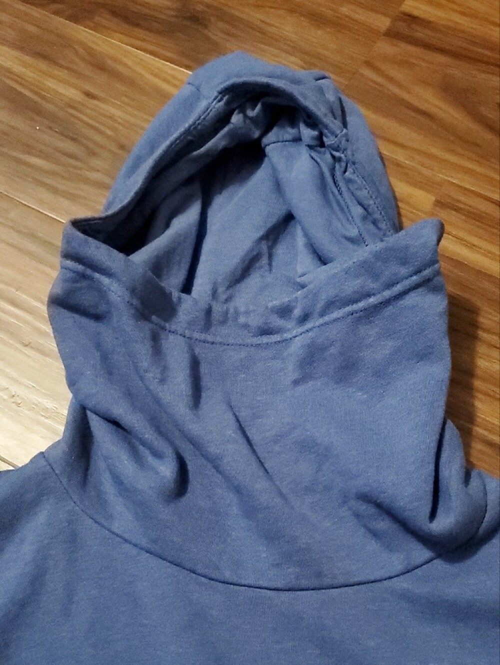 Nike Blue Pullover Hoodie with Face Covering And White Swoosh - Picture 4 of 9